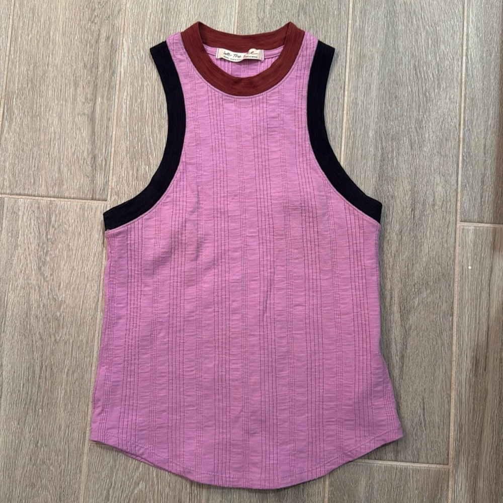 We The Free Free People Color Block Racerback Pink Tank Top